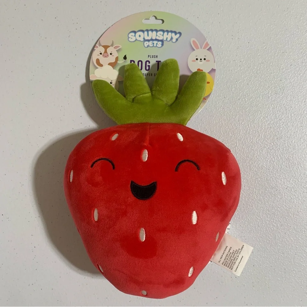 Squishy Pets Plush Strawberry Dog Toy-NWT